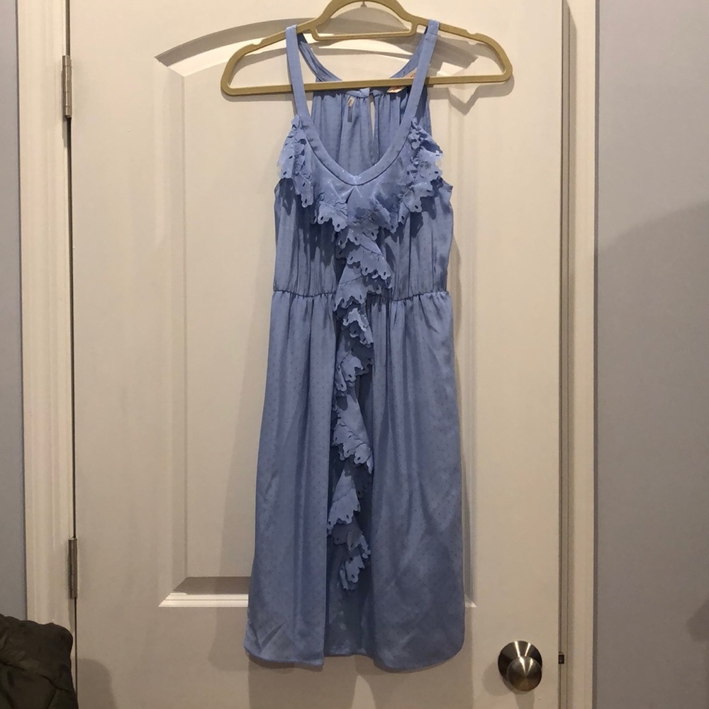Rebecca Taylor light blue silk ruffle dress 2
